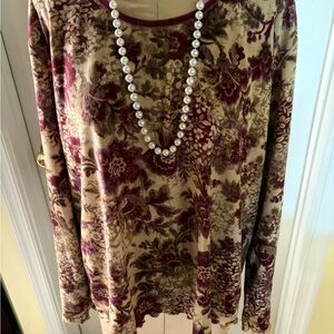 Liz Claiborne Vintage Look Floral Long Sleeve Top